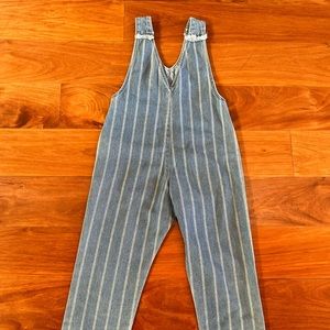 Zara Kids Girls Denim Stripped Overalls with fFront Pockets Size 6 EU 116cm